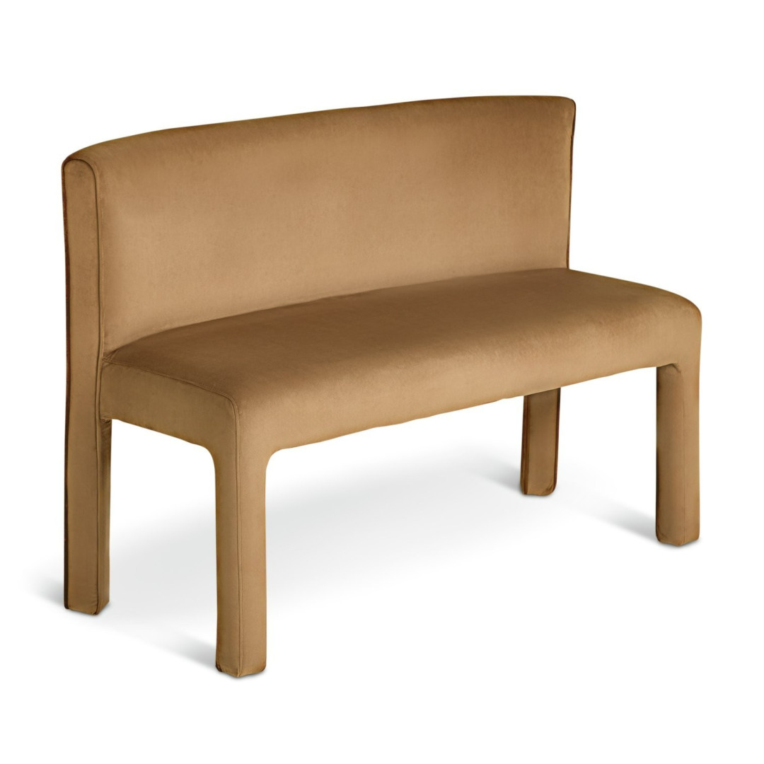 Bastian Velvet Dining Bench - Natural | Soft Upholstered Comfort Bastian Velvet Dining Bench - Natural | Soft Upholstered Comfort