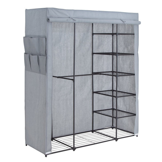 Home Covered Triple Wardrobe with Storage - Grey | Grey Fabric Clothes Storage