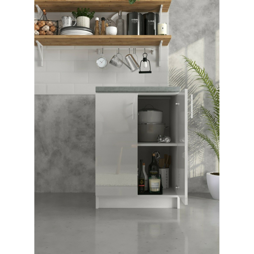 JD Greta Kitchen 600mm Base Cabinet - White Gloss