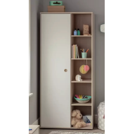 Camden 1 Door Shelved Wardrobe - White and Acacia (B Grade)