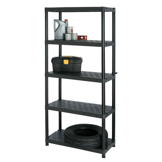 Extra Heavy Duty 5 Tier Plastic Garage Shelving Storage Unit