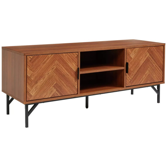 LLoyd Pascal Dark Chevron 2 Door TV Unit - Brown