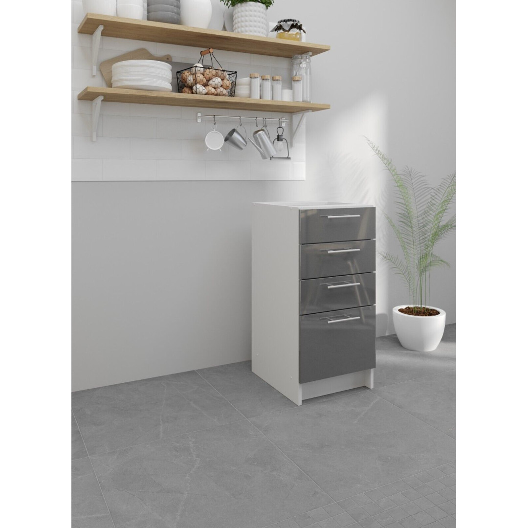 Kitchen Base Drawer Cabinet 400mm Unit - Dark Grey Gloss by JD Greta
