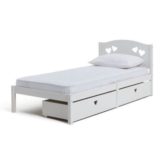 Mia Single Bed Frame with 2 Drawers - White ( B Grade )