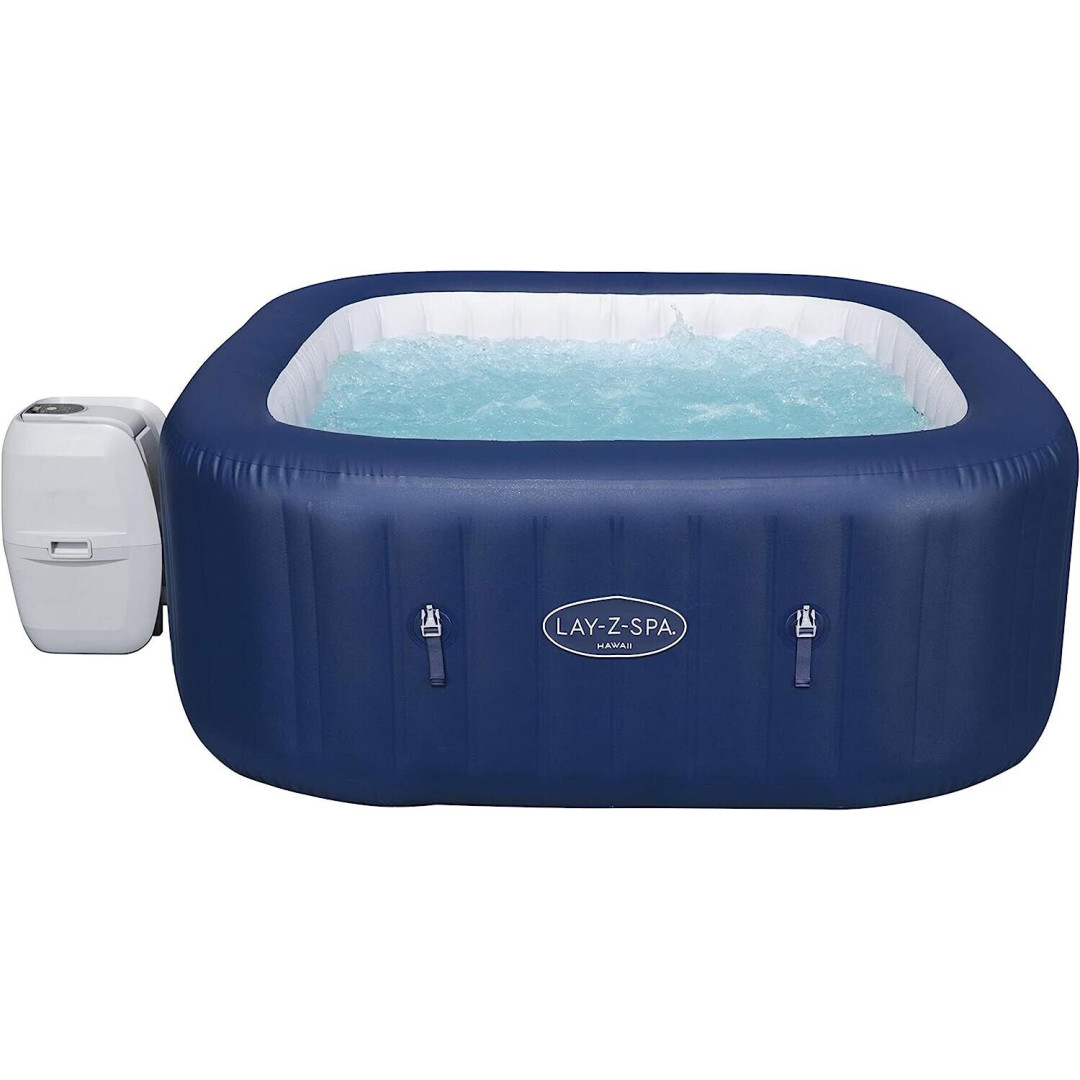 Lay-Z-Spa Hawaii Hot Tub, 140 Airjet Square Inflatable Spa, 4-6 Person.