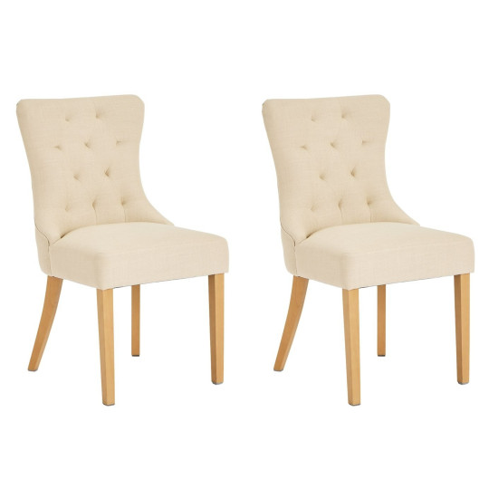 Home Novara Pair of Fabric Dining Chair - Cream | Soft Upholstered Comfort