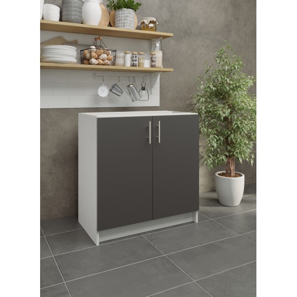 Kitchen Base Unit 800mm Storage Cabinet & Doors 80cm Dark Grey Matt (No Worktop)