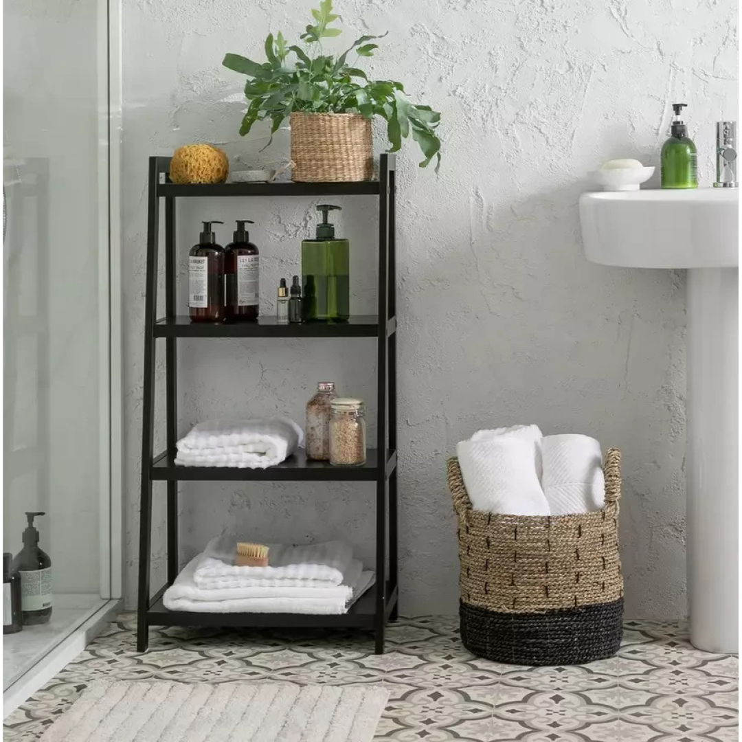 Home 4 Tier Bathroom Storage Shelving Unit Black | Freestanding Organiser Rack Home 4 Tier Bathroom Storage Shelving Unit Black | Freestanding Organiser Rack