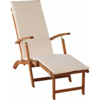 Folding Wooden Sun Lounger - Cream