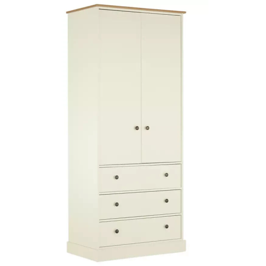 Kensington 2Dr 3Drw Wardrobe - Oak Effect & Ivory