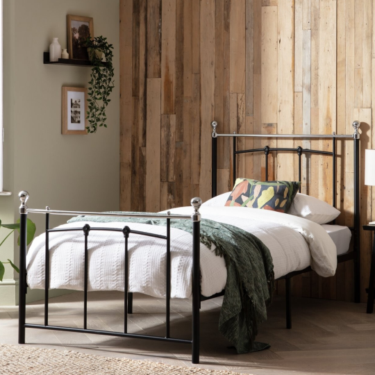 Yani Single Metal Bed Frame - Black | Kids Bedroom Furniture Guest Sleep Frame