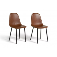 Beni Pair of Faux Leather Dining Chairs - Tan