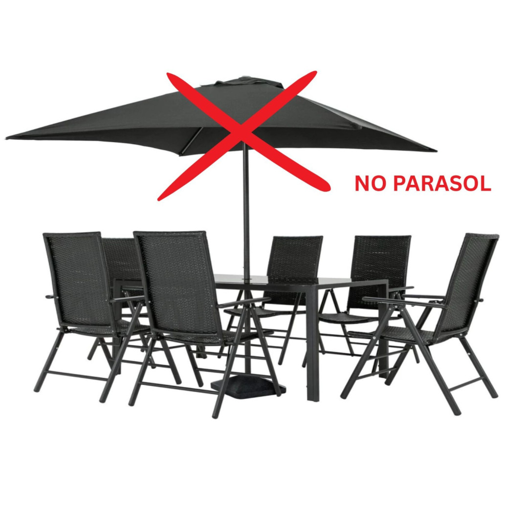 Hereford Folding 6 Seater Metal Patio Set - Black ( No Parasol ) Hereford Folding 6 Seater Metal Patio Set - Black ( No Parasol )