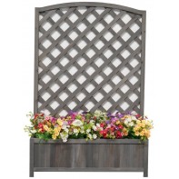 Large Lattice Wooden Planter - Grey ( B Grade 12697 )