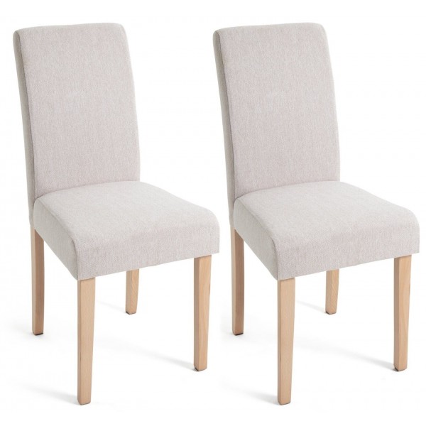 Midback Pair of Fabric Dining Chairs - Cream