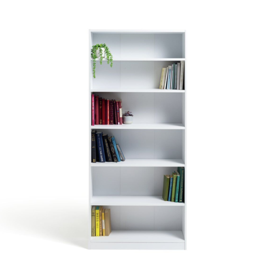 Maine Deep 6 Shelf Bookcase - Shelving Storage Unit Display Cabinet - White