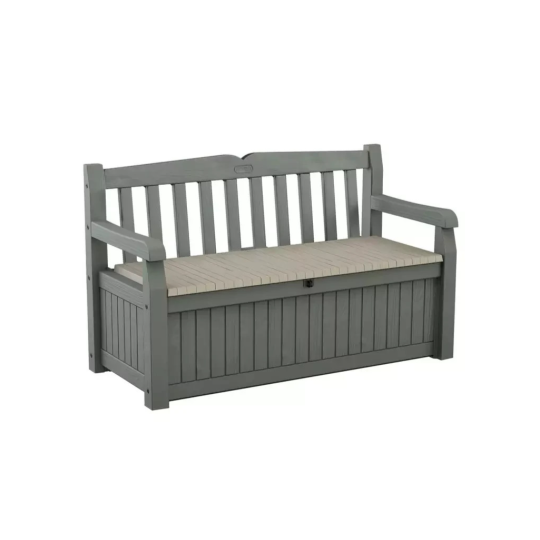 Keter Eden 265L Storage Bench Beige Green | Outdoor Garden Storage Seat