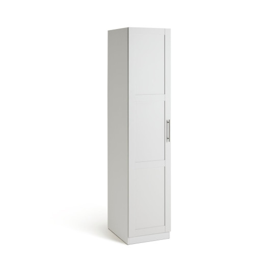 Munich Panelled 1 Door Wardrobe - White | Compact Clothing Organization