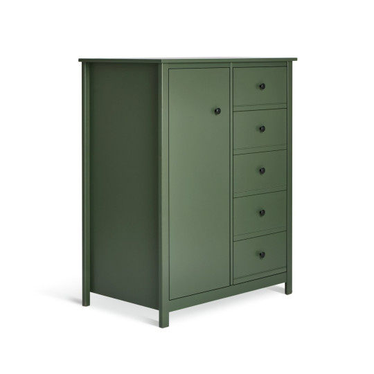 Brooklyn 1 Door 5 Drawer Short Wardrobe - Sage Green | Short wardrobe