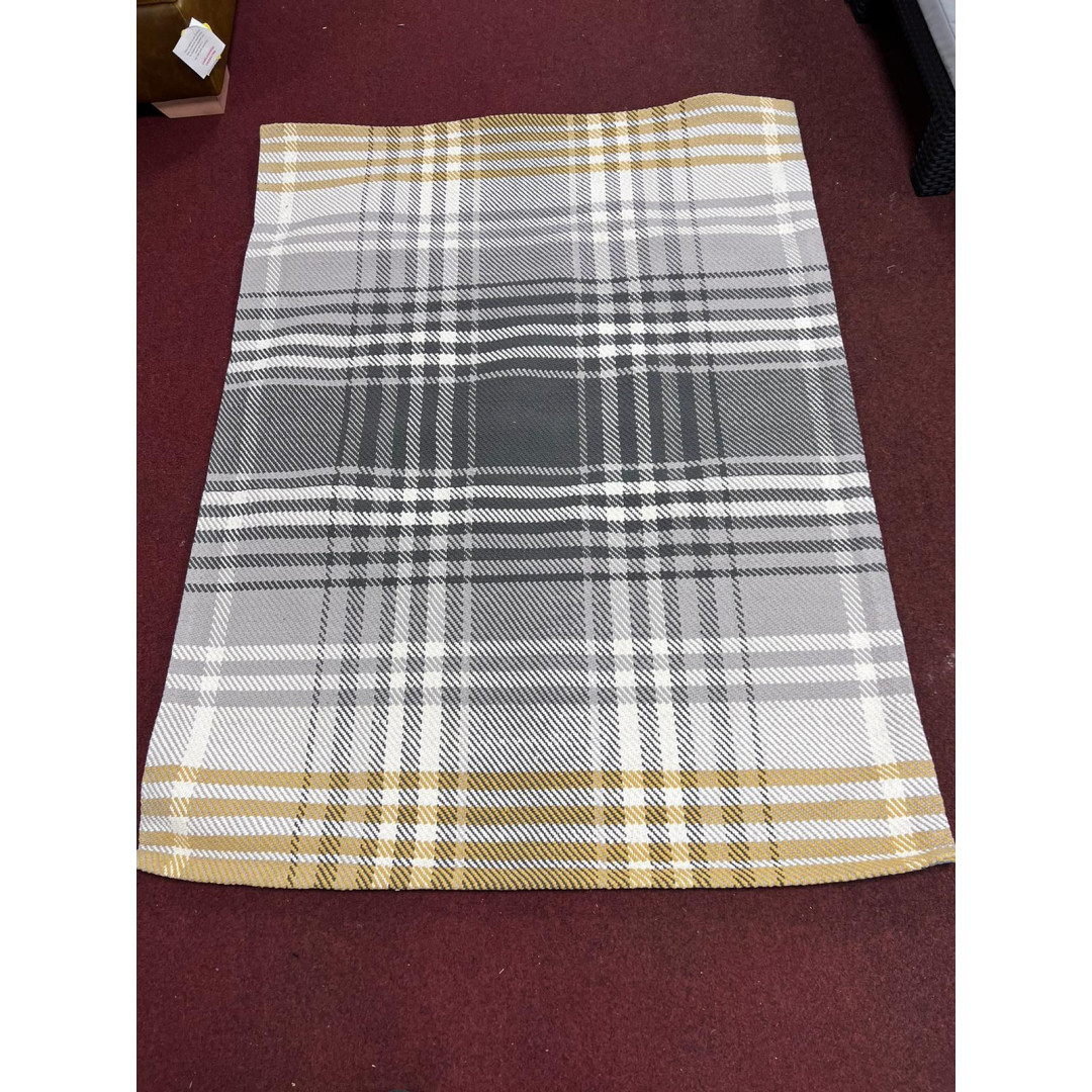 Check Flatweave Wool Rug - 120x160cm - Mustard      (52)