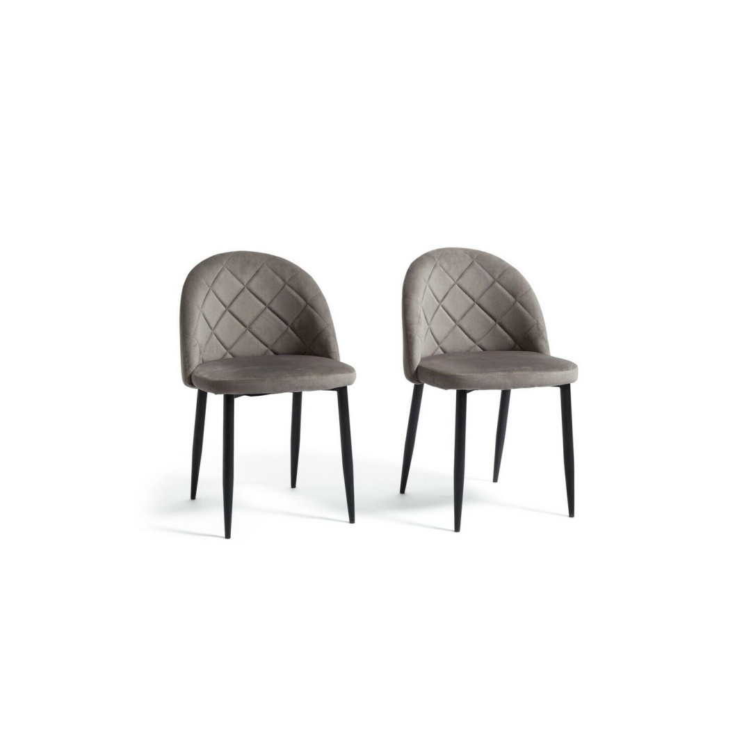 Habitat Imogen Pair of Velvet Dining Chairs - Grey