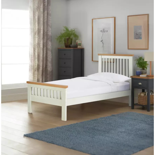 Home Aubrey Single Wooden Bed Frame - Two Tone (S)