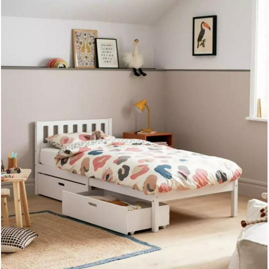 Habitat Ronnie Single Bed Frame and Drawer - White | Sturdy Bed for Kids Adults