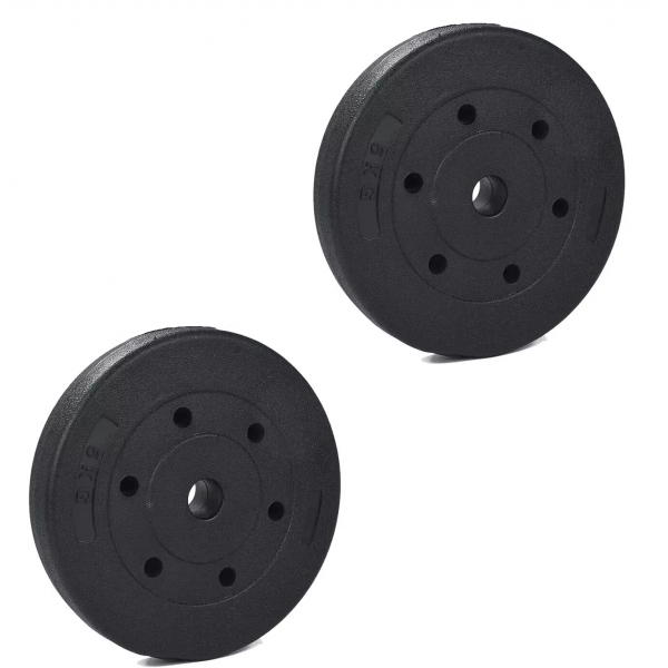 10kg Weight Plates Set For Dumbbells & Barbell - 1 Inch (2 x 5kg) Vinyl Discs