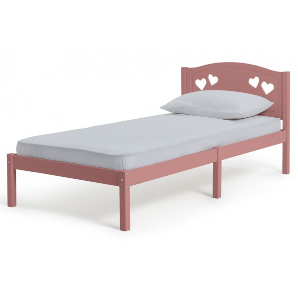 Mia Single Bed Frame - Pink With Memory Foam Mattress