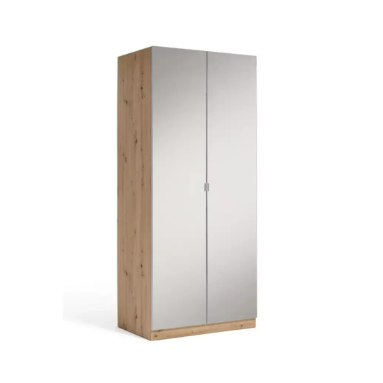 Munich 2 Door Mirror Wardrobe - Oak Effect | Modernity Style Walk-In Closet