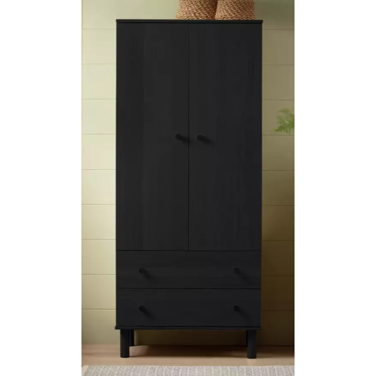 Akio 2 Drawer 2 Door Wardrobe - Black (B Grade)