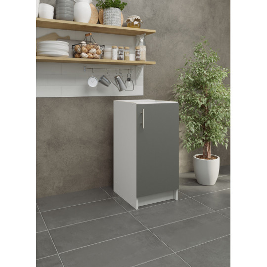 Kitchen Base Unit 400mm Storage Cabinet & Doors 40cm - Grey Matt (No Worktop)