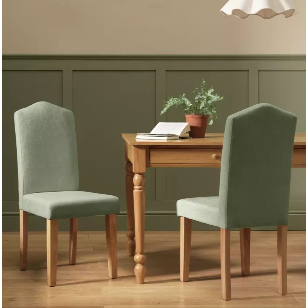 Home Midback Pair of Fabric Dining Chairs Green | Modern Kitchen Dining Seating Home Midback Pair of Fabric Dining Chairs Green | Modern Kitchen Dining Seating