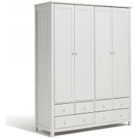 Scandinavia 4 Door 6 Drawer Wardrobe - White