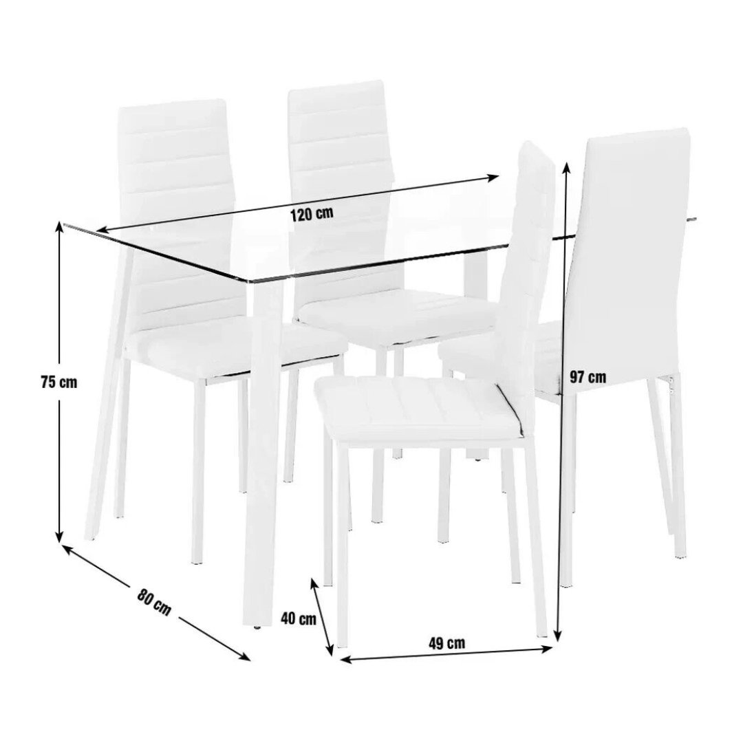 Home Helena Glass Dining Table Grey Chairs Modern Kitchen