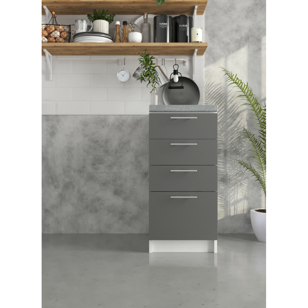 Kitchen Base Drawer Cabinet Cupboard 400mm Unit - Dark Grey or Gloss