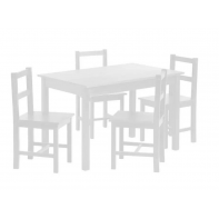 Raye Solid Wood Dining Table & 4 White Chairs