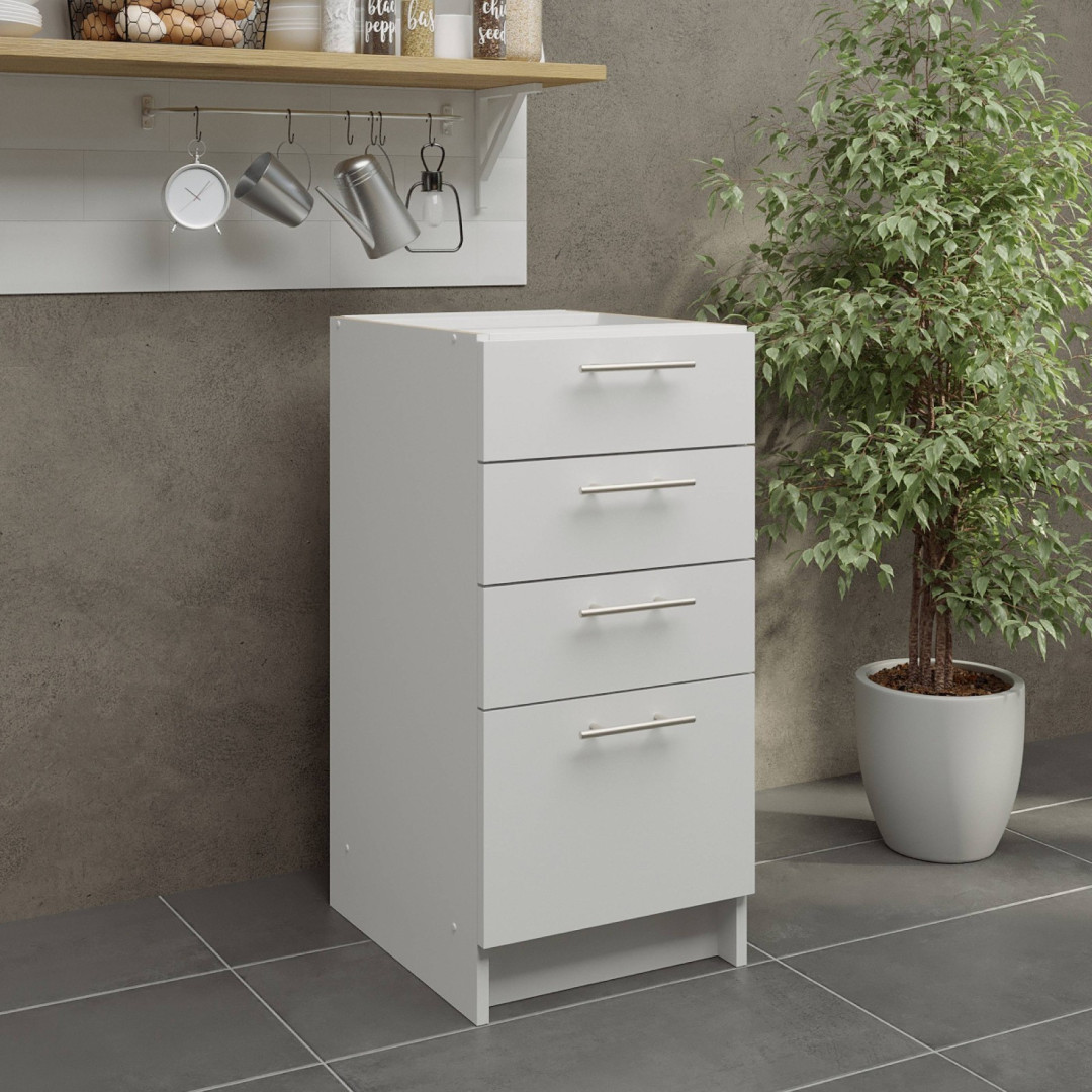 JD Greta Fixed Height Kitchen Drawer Unit 400mm - White Matt A- JD Greta Fixed Height Kitchen Drawer Unit 400mm - White Matt A-