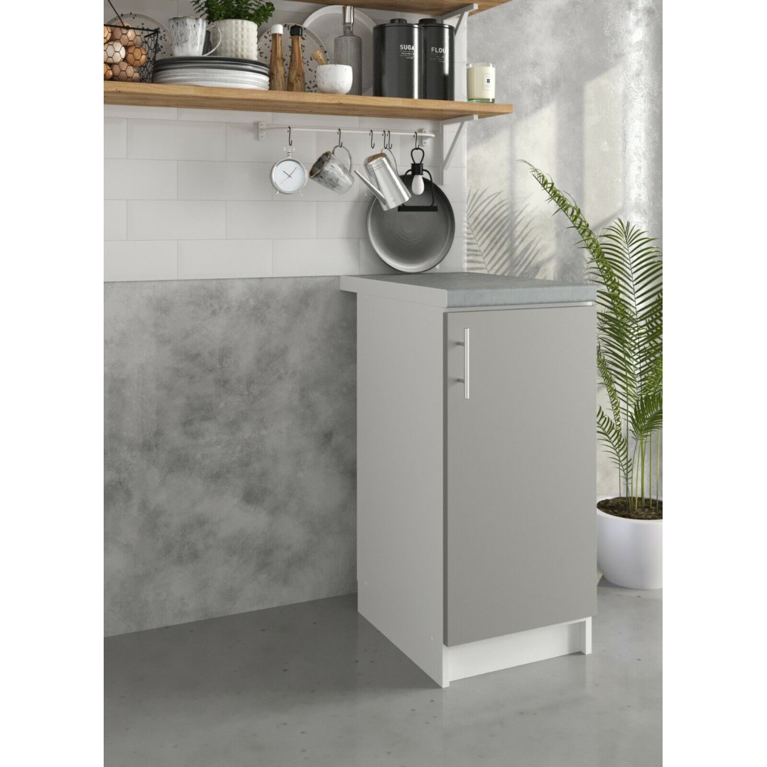 Kitchen Base Cabinet 400mm Cupboard Unit - Grey Matt