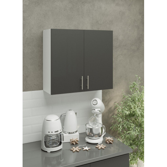 Kitchen Wall Unit 800mm Storage Cabinet With Doors Shelf 80cm - Dark Grey Matt