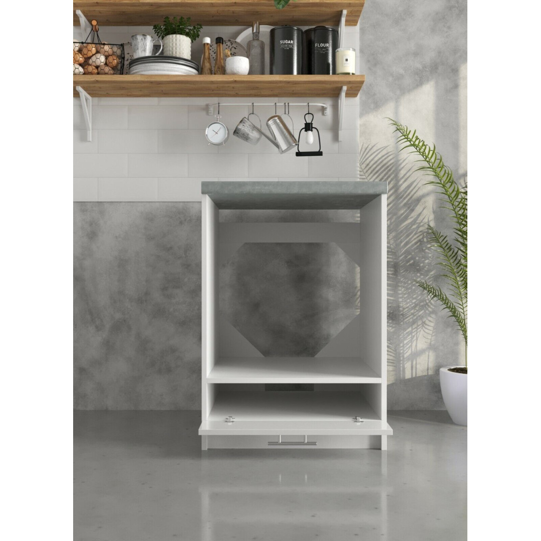 JD Greta Kitchen 600mm Dishwasher/Oven Base Cabinet - White Gloss