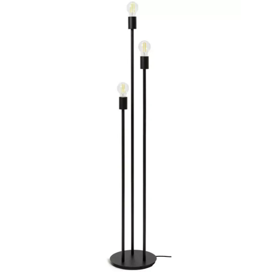 Habitat Exposed Bulb 3 Light Floor Lamp - Black | Modern Home Tall Standing Lamp