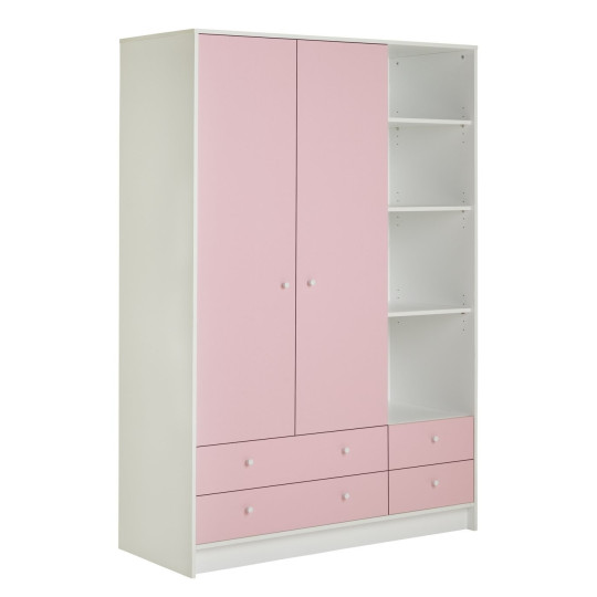 Home Kids Malibu 2 Door 4 Drawer Wardrobe - Pink | Childrens Bedroom Storage