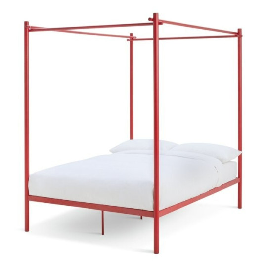 Akari 4 Poster Double Metal Bed Frame - Red | Maximum minimalism sleep space