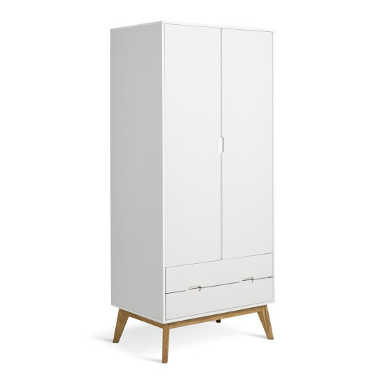 Pimlico 2 Door 2 Drawer Wardrobe - White | Slim wardrobe for small rooms