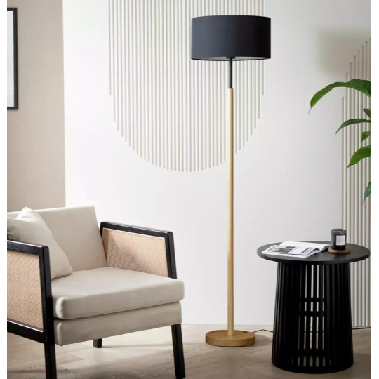 Gloss Stick Floor Lamp - Grey | Modern Standing Light Shade Living Room Lighting