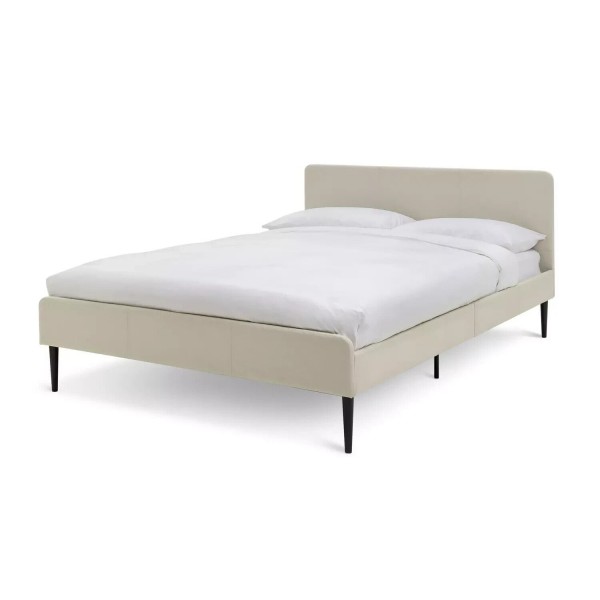 Kristopher Double Fabric Bed Frame - Cream With 1000 Pocket Sprung Mattress