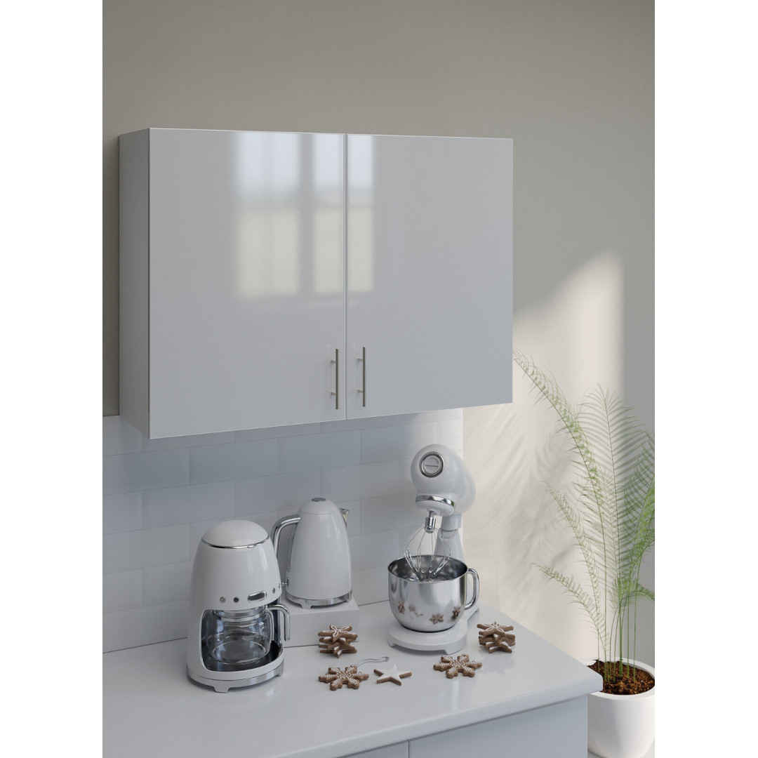 Kitchen Wall Cabinet 1000mm Wall Mounted Upper Cupboard Unit - White Gloss