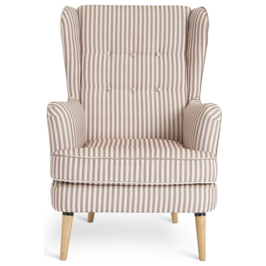 Callie Fabric Wingback Chair - Natural Stripe | Elegant Living Room Style