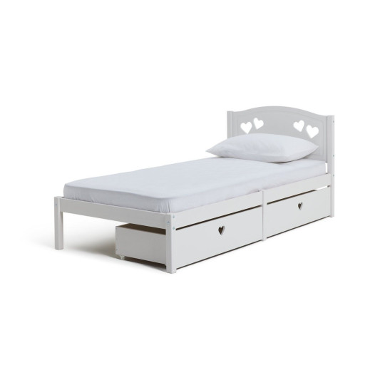 Mia Single Bed Frame with 2 Drawers - White ( B Grade 23897 - 23908 )